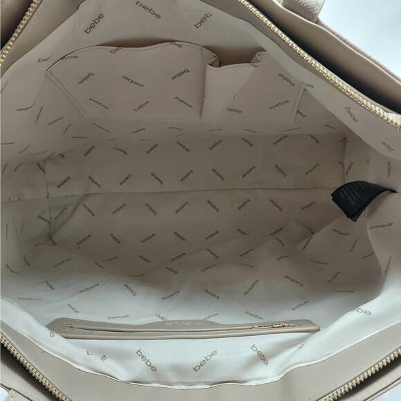 Bebe Womens Large Tote Bag Logo Print Shoulder Bag Work Travel Purse NWOT - Picture 8 of 10